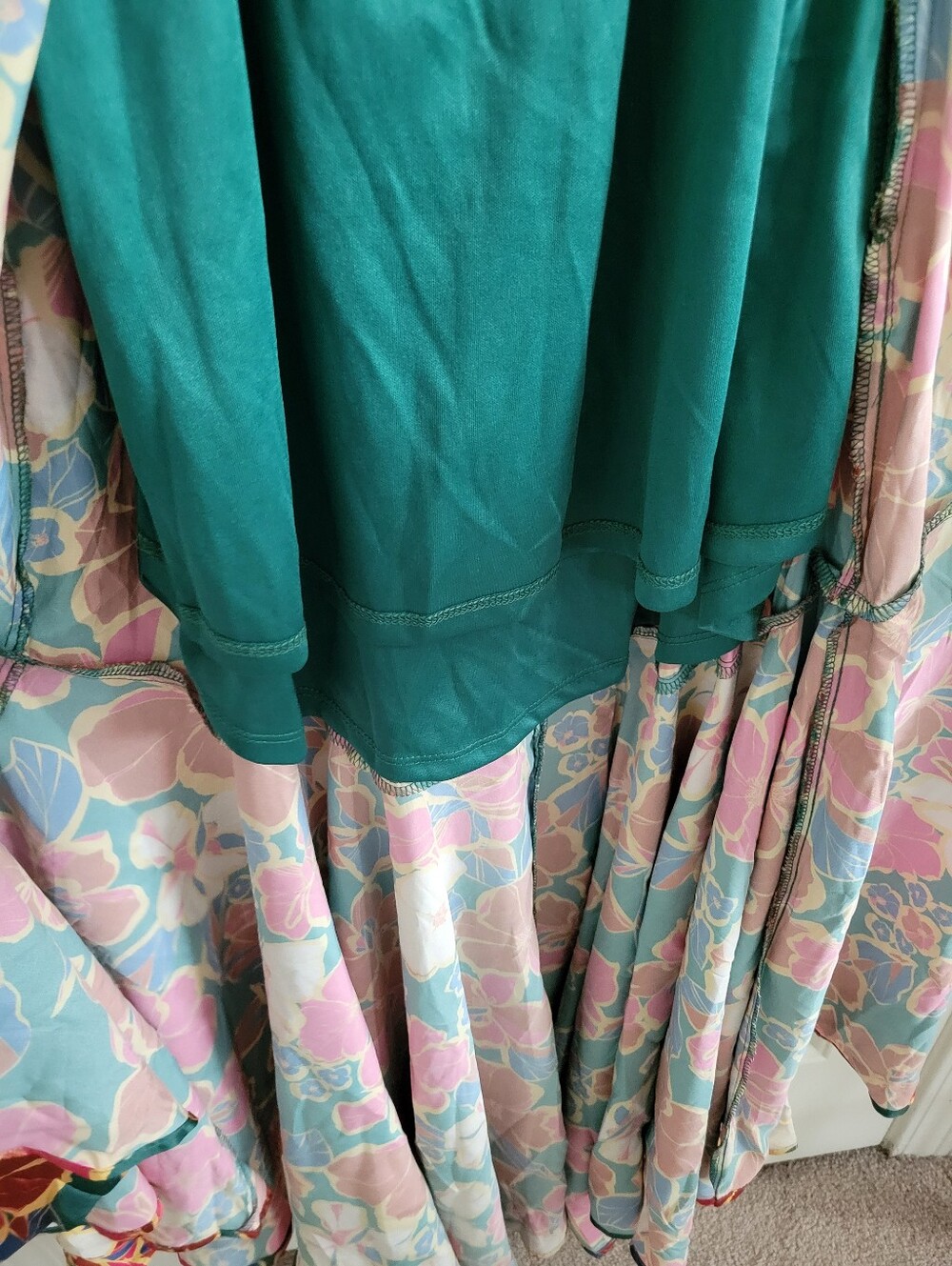 NWT High-Low Green Floral Dress - Picture 6 of 8